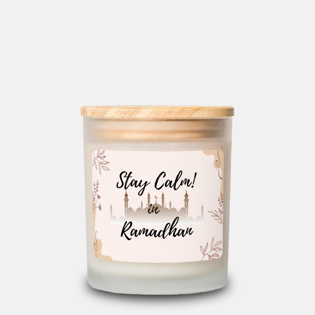 Stay Calm in Ramadhan - Frosted Glass Incense Candle (Hand Poured 11 oz)