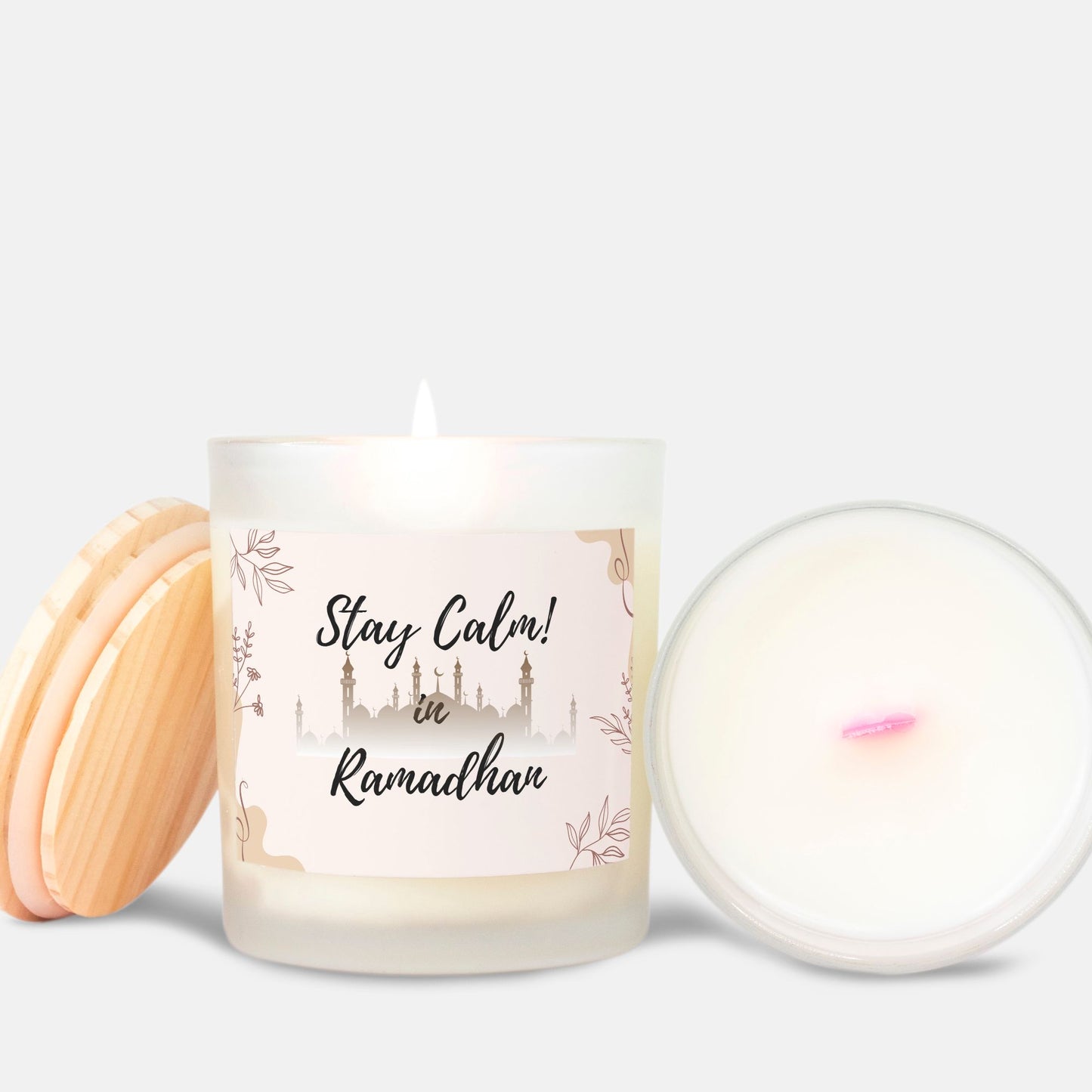 Stay Calm in Ramadhan - Frosted Glass (Pink Wick) Incense Candle